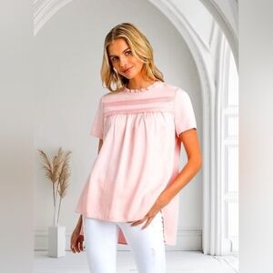 Chic Blush Lace Back  Women's Blouse Size M boutique item NIP